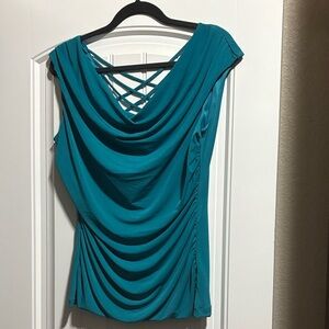 Chic Teal Women's Blouse with Crisscross Back